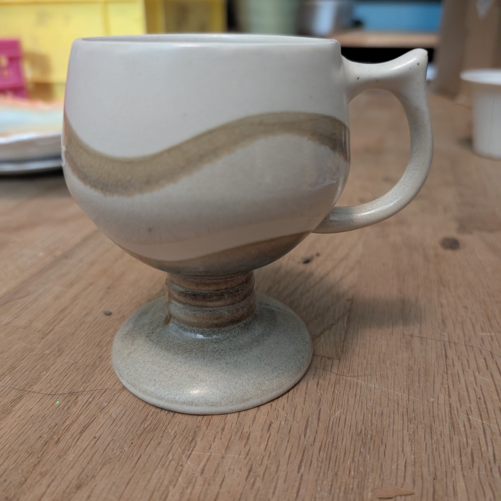 Otagiri Cream and Brown Ceramic Goblet